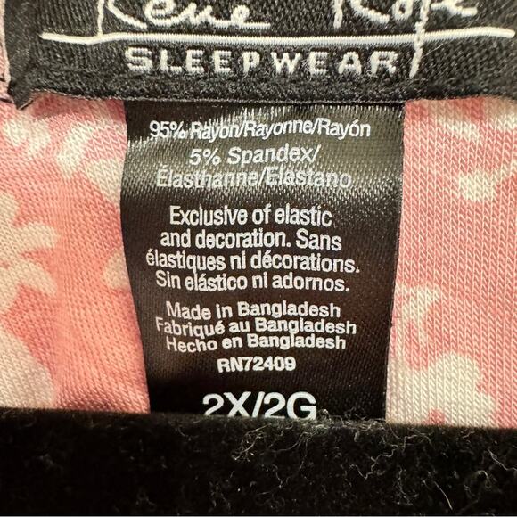 Rene Rafe Sleepwear Pink White Floral Sleep Tee Shirt Womens 2X Short Sleeve Top - Picture 2 of 10